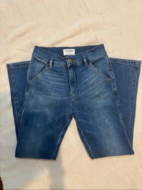 Frame Denim Light Blue Jeans with Brushed Gold Button